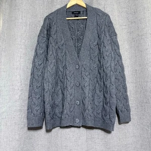 Karen Kane Strickjacke Pullover Damen XL grau Zopfmuster Fischer kastig - Bild 1 von 6