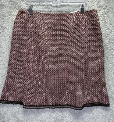 Vintage Tweed Skirt Size 16 Womens Pink Berry Brown Lace Career Retro Y2K NWT - Image 1 of 4