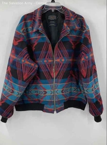 Pendleton Mens Multicolor Geometric Wool Long Sleeve Bomber Jacket Size X-Large - Picture 1 of 6