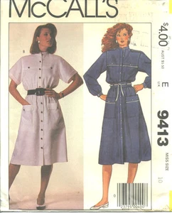M 9413 Schnittmuster Chic KLEID Stehkragen opt Schulterklappen BINDEGÜRTEL Nähen UNGESCHNITTEN - Bild 1 von 1
