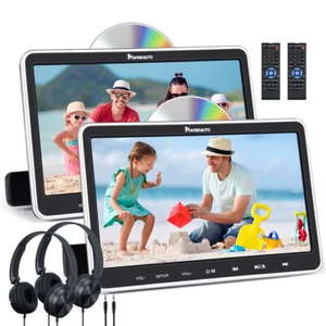 2x10.1" Auto Kopfstütze DVD Player TV Fernseher HDMI USB SD Für Kinder+Kopfhörer - Bild 1 von 13