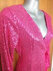 Ladies fuchsia pink sequin wrapover party evening dress size 8