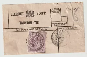 1906 ETICHETTA POSTALE PACCO USATO 6d EDWARD VII FRANCOBOLLO TAUNTON SOMERSET STORIA POSTALE - Foto 1 di 1