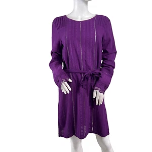 Tregene Anthropologie Purple Long Sleeve Crochet Lace Long Sleeve Dress S / M - Picture 1 of 6