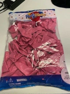 PartyMate Passion Pink 100ct Bag of 12" Latex Balloons New!!! - Picture 1 of 1