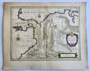 1640 COLOMBIA MAP by WILLEM BLAEU antique AUTHENTIC hand colored - Picture 1 of 6
