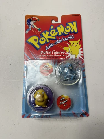 1999 Hasbro Pokémon Battle Figures #54 Psyduck #55 Golduck w/ Ball & Discs Cover