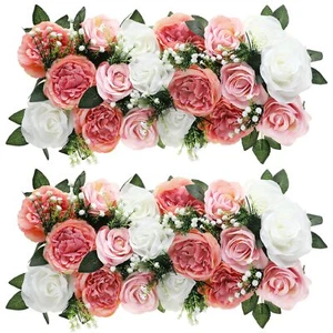 2 PCS Wedding Arch Flower Panels Silk Rose Floral Arrangements Table Decor - Picture 1 of 6