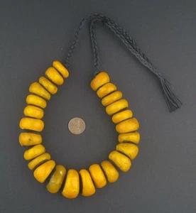 Moroccan Bumble Bee Amber Resin Beads Graduated 25mm Morocco African Yellow - Picture 1 of 1