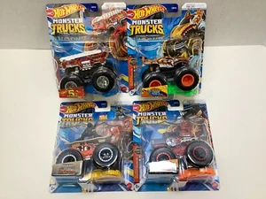 Hot Wheels Monster Truck 1:64 Tiger Shark/5-Alarm/Bone Shaker/Board To Be Wild - Picture 1 of 9