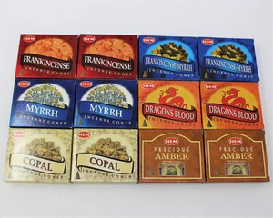 TRADITIONAL RESIN Assorted Mix Lot Incense Cones, 120 Cone Total! HEM BRAND - Picture 1 of 12