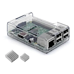 Raspberry Pi 3B+ Case - Transparent with Heatsink - Access to All Ports Clear - Picture 1 of 7