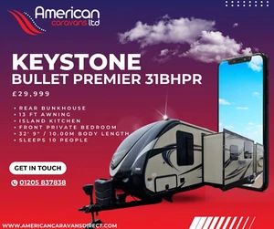 2016 KEYSTONE Bullet Premier 31BHPR 2 Bedroom 2 Slide Outs American Caravan RV - Picture 1 of 18