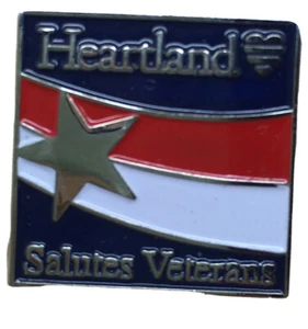 Advertising Lapel Pin Heartland Salutes Veterans 7/8” Enamel On Gold Tone - Picture 1 of 6