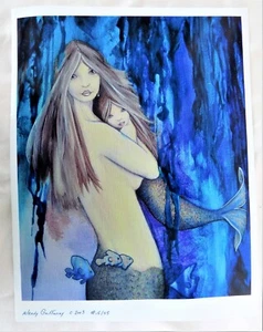 Mermaid & Child Hand Signed by Wendy Gaffaney 15/25 Print Only - Picture 1 of 3
