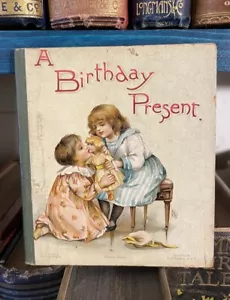 A Birthday Present : Chromolithographed Miniature Childrens Book (1890s) Nister - Picture 1 of 9