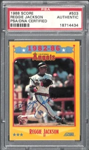 1988 Score #503 Reggie Jackson Angels Signed AUTO PSA/DNA Authentic 18714434 - Picture 1 of 2