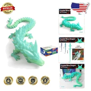 Collectible 30 Inch 3D Printed Blue-Green Dragon - Perfect for Home Decor - Picture 1 of 9