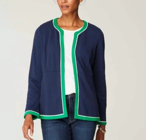Chaqueta J JILL Wearever Azul Marino Doble Cara Jersey Tejido Para Mujer Talla 2X Plus - Imagen 1 de 6