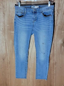 old navy jeans girls 16 skinny distressed stretch adjustable waist denim blue - Picture 1 of 11