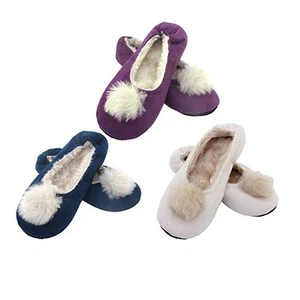 Adult Warm Soft Footies Rabbit Pom Pom Slippers Non-Slip Lined Socks Assort F - Picture 1 of 1