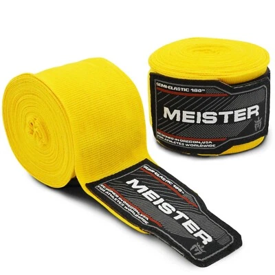 180" YELLOW ELASTIC HAND WRAPS - MEISTER MMA Boxing Gloves Mexican Gold Wrist - Image 1 of 3