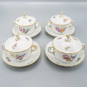 READ Royal Copenhagen Light Saxon Flower Cream Soup Bowl & Lid Set of 4- 1552 #2 - Picture 1 of 16