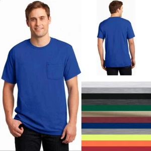 Jerzees ® - Dri-Power ® 50/50 Cotton/Poly Pocket T-Shirt Mens Sizes S-3XL 29MP - Picture 1 of 85
