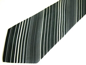 Apt 9 Mens Necktie Tie Black Grey White Striped 100% Silk 61" Long Career - Picture 1 of 4