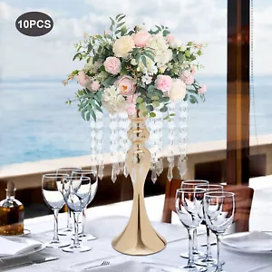 10 Packs 35cm Flower Vase Wedding Crystal Flower Stand for Dining Table Decor - Picture 1 of 22