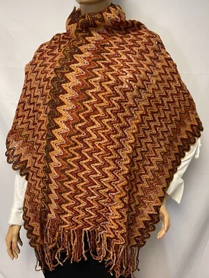 Bufanda con flecos de mohair Missoni en marrón 3337 0004 47x200 NUEVA Foto 1 de 4