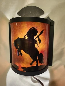 Pair Of Indoor Lighted Fiberglass & Metal Wall Sconces~1 Cowboy & 1 Indian - Picture 1 of 18