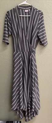 eShakti женщин размер 16 Вт MIDI серый белая полоса v-образным вырезом 3/4 рукав HiLo надежном платье - Изображение 1 из 4