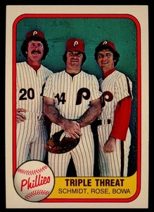 1981 Fleer #NNO Triple Threat (Schmidt / Rose / Bowa) No Number Error - Picture 1 of 2