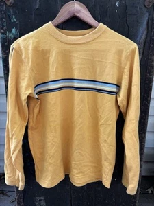 Vintage Boys Kids Urban Up Long Sleeve Skater Shirt Yellow L 14-16 Stripes - Picture 1 of 4