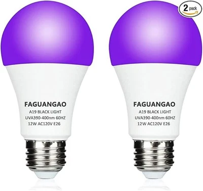 FAGUANGAO LED Black Light Bulb,12W(100Watt Equivalent) A19 UV - Image 1 of 4