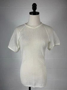 Vintage 70s Brynje Of Norway White Mesh String Raglan Shirt Mesh Marina Top M/L - Picture 1 of 9