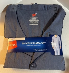 Hanes Herren Web Pyjama 2tlg Set Langarm Oberteil langes Bein Hose Gr. 2XL NEU - Bild 1 von 4
