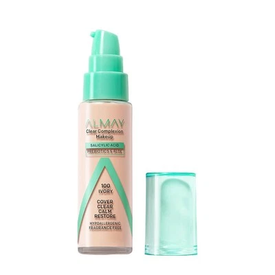 Almay Clear Complexion Acne Foundation Makeup 1 Fl Oz (Pack of 1), 100 Ivory  - Image 1 of 4