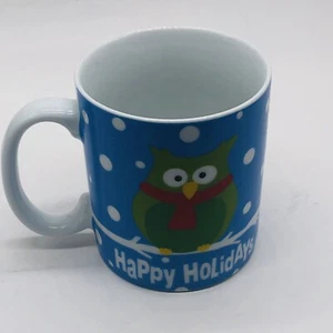 Pier 1 Imports Holiday Owl Mug Happy Coffee Cup Christmas Inside Peek Owl - Picture 1 of 7