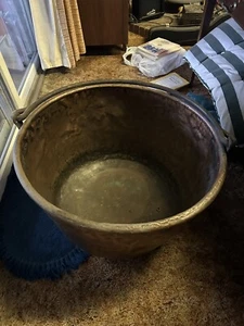 Huge 30" Vintage Copper Apple Butter Kettle Dovetail Cauldron Hand-Hammered - Picture 1 of 11