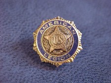 Vintage Sterling Silver AMERICAN LEGION Screw-back Lapel Pin 9/16THS  DIAMETER