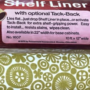 VTG Rubbermaid Shelf Liner Adhesive Tan Gold Floral Retro 60s 70s 10’ x 12” 1607 - Bild 1 von 6