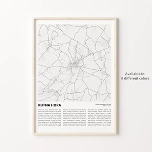 Impresión de mapa de la ciudad de Kutna Hora, póster de viaje de Bohemia Central, arte de pared - Imagen 1 de 6