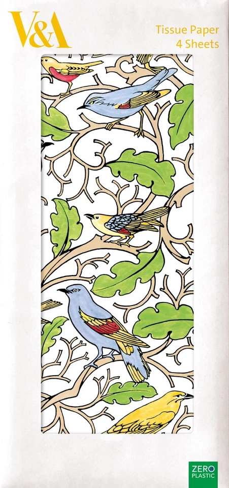 V&A Voysey Birds Pack of 4 Sheets of Tissue Paper - Image 1 of 1