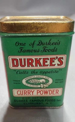 Durkee’s  CURRY POWDER  Spice VTG Collectible Tin Can Elmhurst NY - Image 1 of 4