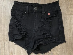 Red Fox Denim Jean Shorts Size Small Stretchy Destroyed - Picture 1 of 6
