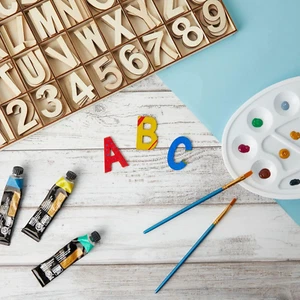 Unfinished Wooden Letters and Numbers, Storage Tray, 2 Inch Alphabet (144 Pie... - Picture 1 of 1