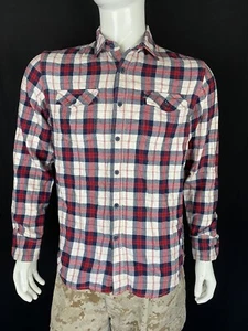 Howe Button Down Plaid Flannel Long Sleeve Shirt, Red Blk Wht, Men's Size Medium - Picture 1 of 8