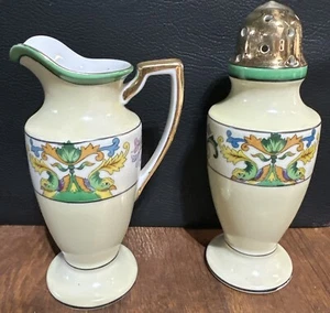 Noritake 1930's "M" Fine China Koi Gold Trim Sugar Shaker Creamer - Picture 1 of 7